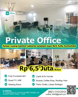 Disewakan ruangan kantor fully furnished, Cilandak, Jaksel Woffice