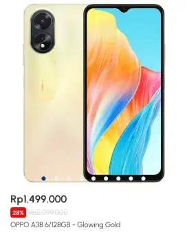 Oppo A38 6/128GB Baru Masih Segel Box Garansi Resmi 12bulan
