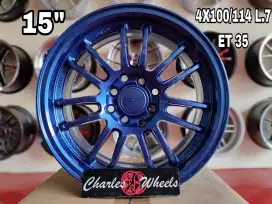 For sale jual velg rep re38 r15 4x100 4x114,3 blue avanza jazz dll