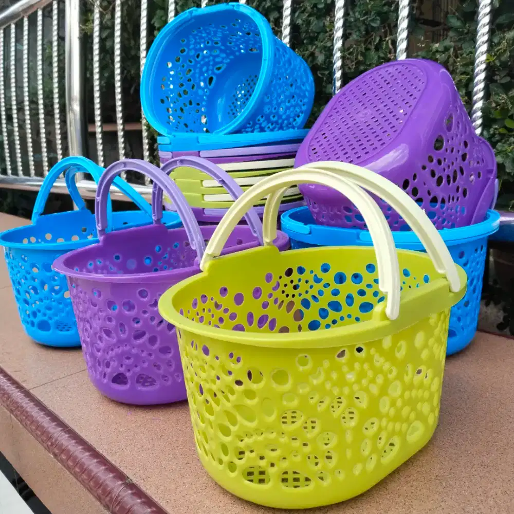 12 Pcs Keranjang Plastik Mini Serbaguna Double Gagang