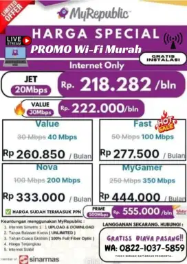 PROMO INTERNET WIFI MURAH, 1HARI langsung Beres Aktif!!