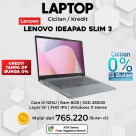 Laptop Lenovo Ideapad Slim 3, Cicilan Kredit Tanpa DP, Bunga 0% 12 bln