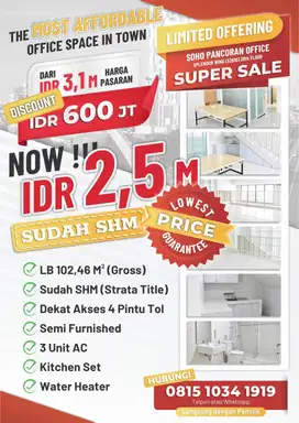 Dijual Unit Kantor Strategis di Soho Pancoran, Siap Huni !