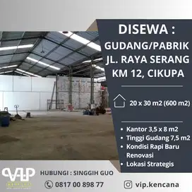 DISEWAKAN: Pabrik/Gudang di Cikupa, dekat Bitung Jln. Raya Serang KM 1