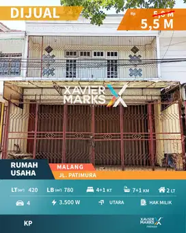 Dijual Ruang Usaha di Jalan Utama Patimura Klojen Malang