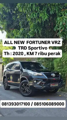ALL NEW  FORTUNER VRZ TRD sportivo ,th 2020, km 7 rb, plat AD
