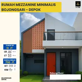 Rumah Mezanine semi 2 lantai di jalan raya pondok petir