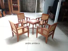 Kursi kanjengan jadul meja marmer