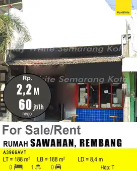 DIJUAL DAN DISEWAKAN RUMAH DI SAWAHAN REMBANG A3966