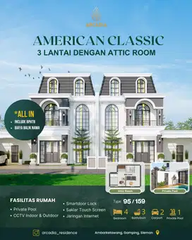 Rumah 3 lantai kolam renang pribadi Dekat Kampus umy Sleman Jogja