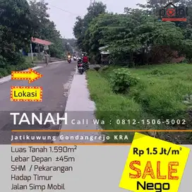 Tanah Ideal 1.590m² Cocok Untuk Perumahan Komersil