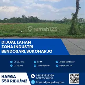 Investasi kekinian lahan industri Puhbogor Sukoharjo luas 5871m
