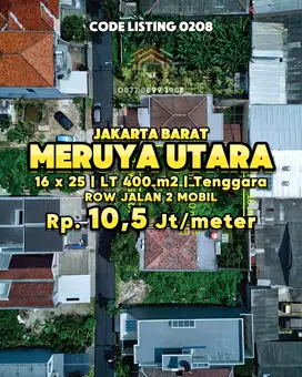 Tanah Kavling 16 x 25, Row Jalan 2 Mobil, di Meruya Utara, Jakarta Bar