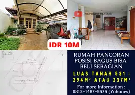 Rumah Pancoran 531mtr Posisi Bagus bisa beli sebagian