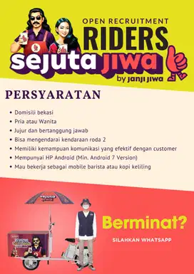 Lowongan rider kopi sejuta jiwa, jualan kopi keliling sejuta jiwa