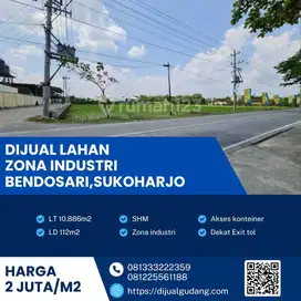 Jual lahan industri Bendosari Sukoharjo luas 10886m sangat strategis