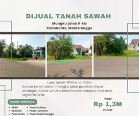 SAWAH STRATEGIS MANGKU JALAN RAYA KIKISAN COCOK UNTUK USAHA