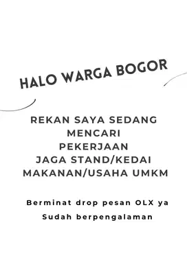Tersedia dan siap bekerja: Penjaga stand makanan/usaha UMKM