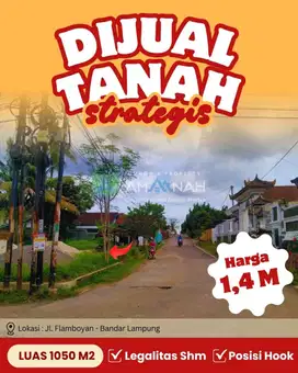 TANAH HOOK PINGGIR JALAN UTAMA DIJUAL MURAH B.U
