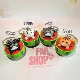 Gantungan Kunci resin Kucing Duduk di Semangka