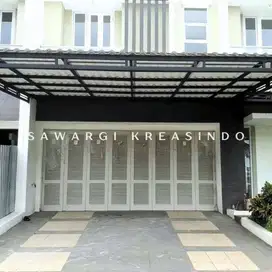 Menerima Pasang Kanopi, Model Minimalis, Atap Alderon, Kaca, Spandex