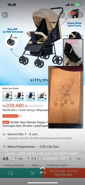 Stroller bayi 0-6 tahun warna khaki