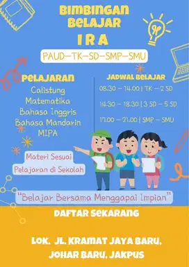 Kursus Bimbingan Belajar TK SD SMP Terpercaya di Kramat Jaya Baru
