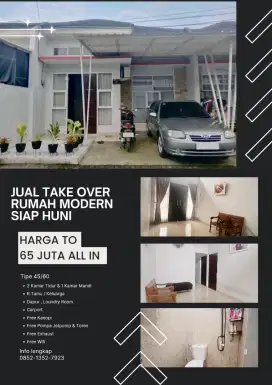 Jual take over rumah modern siap huni