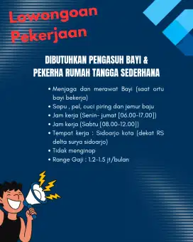 DIBUTUHKAN PENGASUH BAYI & ART SEDERHANA