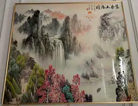 Lukisan pegunungan air terjun