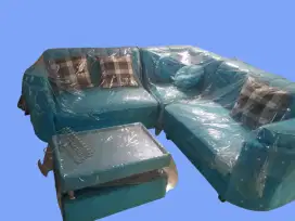 Sofa Kancing Biru bludru