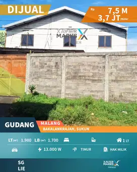 Dijual Murah Gudang di Bakalankrajan Sukun Malang Cocok Untuk Usaha