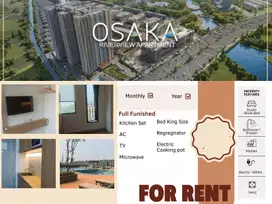 Sewa Apartemen Osaka Riverview PIK2  Healing Setiap Saat. Full Furnish