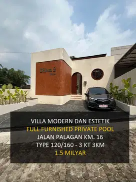 Jual Rumah Villa Full Furnished Kolam renang di jl. Palagan km 16