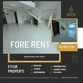 Sewa Apartemen Neosoho type avenue unfurnish strategis best view