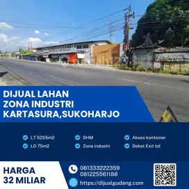 Dijual tanah plus bangunan lokasi sukoharjo luas 5255m strategis