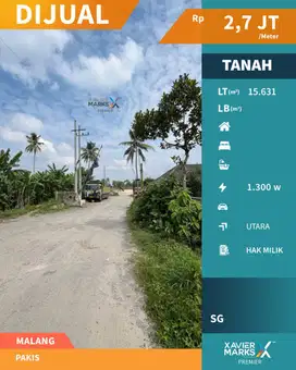 Dijual Tanah Luas Strategis Dekat Exit Tol di Pakis Malang