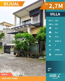 Dijual Villa Eksklusif Oro-Oro Ombo Selangkah dari Jatim Park 2 Batu
