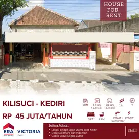 Disewakan Rumah pinggir jalan untuk tinggal dan usaha di Jl Kilisuci