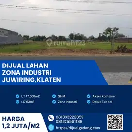 Jual lahan terluas lokasi Juwiring Klaten luas 17000m