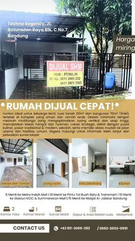 Dijual Cepat Rumah di Baturaden Raya, Bandung  Bisa Nego