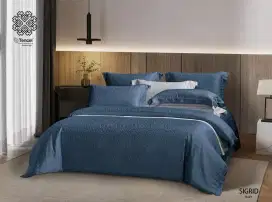 Seprei set sutera kingkoil warna navy
