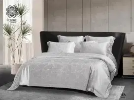 Sprei set sutra kingkil warna silver