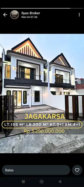 DiJual Rumah Baru mewah DiJagakarsa Jakarta Selatan