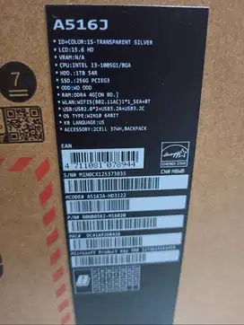 Laptop Asus A516J Bekas Mulus