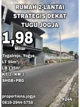 STRATEGIS RUMAH 2-LANTAI DEKAT TUGU JOGJA