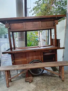 Gerobak Nasi Kucing + Kursi Kayu Panjang