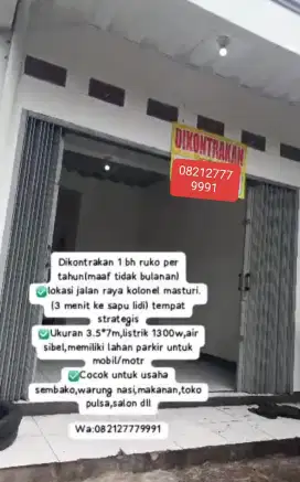 Disewakan 1 toko jl.kolonel masturi lembang Kbb