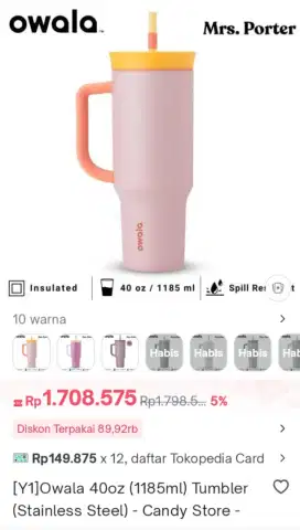 Tumbler OWALA ukuran 1,2 ltr new