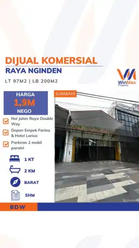 DIJUAL Komersial Nol Raya Nginden Surabaya – Depan Hotel, 1,9 M Nego